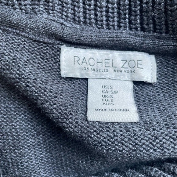 Rachel Zoe Sweater Cozy Quarter Zip Pullover Charcoal Gray Women’s Size Small - Picture 8 of 10